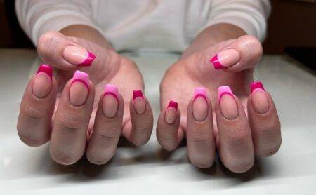 hot pink french tips